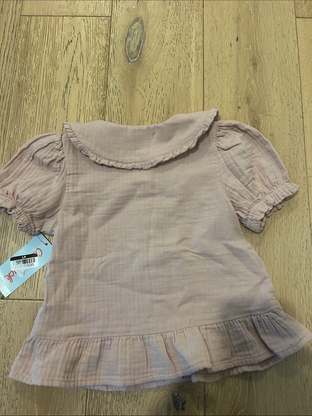 Cat & Jack Light Pink Button-Front Ruffle Top - Picture 3 of 5